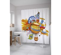 Штора (занавеска) для ванной JoyArty "Кришна-джанмаштами" из сатена, 180х200 см с крючками, sc_33905