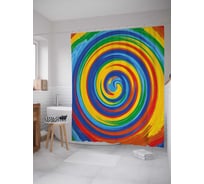 Штора (занавеска) для ванной JoyArty "Радужное завихрение" из сатена, 180х200 см с крючками, sc_38470