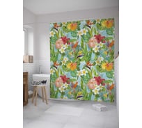 Штора (занавеска) для ванной JoyArty "Разнообразие тропической флоры" из сатена, 180х200 см с крючками, sc_36025