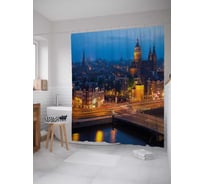Штора (занавеска) для ванной JoyArty "Освещение ночного города" из сатена, 180х200 см с крючками, sc_38512
