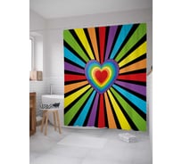 Штора (занавеска) для ванной JoyArty "Сердце поп-арт" из сатена, 180х200 см с крючками, sc_38468