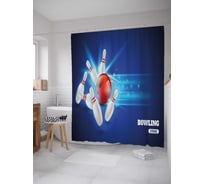 Штора (занавеска) для ванной JoyArty "Спортивный боулинг" из сатена, 180х200 см с крючками, sc_38154