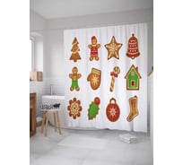 Штора (занавеска) для ванной JoyArty "Сладкое Рождество" из сатена, 180х200 см с крючками, sc_38358