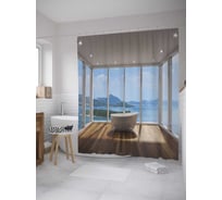 Штора (занавеска) для ванной JoyArty "Кресло на веранде" из сатена, 180х200 см с крючками, sc_34846