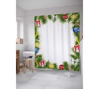 Штора (занавеска) для ванной JoyArty "Праздник рождества" из сатена, 180х200 см с крючками, sc_37075