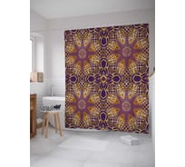 Штора (занавеска) для ванной JoyArty "Круглые ажуры" из сатена, 180х200 см с крючками, sc_36871