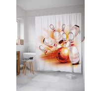 Штора (занавеска) для ванной JoyArty "Кегли вразлет" из сатена, 180х200 см с крючками, sc_38141