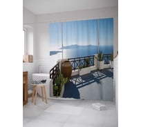 Штора (занавеска) для ванной JoyArty "Вид моря" из сатена, 180х200 см с крючками, sc_34966