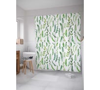 Штора (занавеска) для ванной JoyArty "Полевой гербарий" из сатена, 180х200 см с крючками, sc_36016