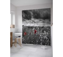 Штора (занавеска) для ванной JoyArty "Мак-самосейка" из сатена, 180х200 см с крючками, sc_33495