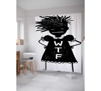 Штора (занавеска) для ванной JoyArty "Злая девочка" из сатена, 180х200 см с крючками, sc_37231