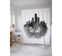 Штора (занавеска) для ванной JoyArty "Панорамный Детройт" из сатена, 180х200 см с крючками, sc_38106