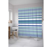 Штора (занавеска) для ванной JoyArty "Полосы синих оттенков" из сатена, 180х200 см с крючками, sc_33757