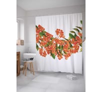 Штора (занавеска) для ванной JoyArty "Рябиновая лиана" из сатена, 180х200 см с крючками, sc_38401