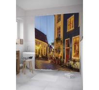 Штора (занавеска) для ванной JoyArty "Старая голландская улица" из сатена, 180х200 см с крючками, sc_34889
