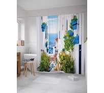 Штора (занавеска) для ванной JoyArty "Андалузские улочки" из сатена, 180х200 см с крючками, sc_4863