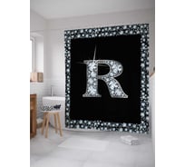 Штора (занавеска) для ванной JoyArty "Буква R" из сатена, 180х200 см с крючками, sc_3470r