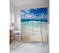 Штора (занавеска) для ванной JoyArty "Пена на песке" из сатена, 180х200 см с крючками, sc_36942