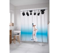 Штора (занавеска) для ванной JoyArty "Пес на сцене" из сатена, 180х200 см с крючками, sc_5286