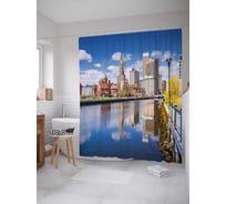 Штора (занавеска) для ванной JoyArty "Парковый мост" из сатена, 180х200 см с крючками, sc_36791