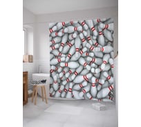 Штора (занавеска) для ванной JoyArty "Склад кеглей" из сатена, 180х200 см с крючками, sc_38140