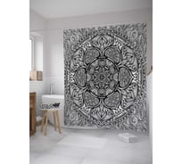 Штора (занавеска) для ванной JoyArty "Цветочная раскраска" из сатена, 180х200 см с крючками, sc_33888