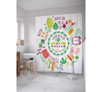 Штора (занавеска) для ванной JoyArty "Режим спортсмена" из сатена, 180х200 см с крючками, sc_36913