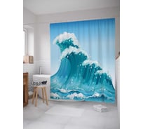 Штора (занавеска) для ванной JoyArty "Барашки на волнах" из сатена, 180х200 см с крючками, sc_36954