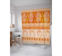 Штора (занавеска) для ванной JoyArty "Ряды хамсы" из сатена, 180х200 см с крючками, sc_38615