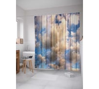 Штора (занавеска) для ванной JoyArty "Небесный забор" из сатена, 180х200 см с крючками, sc_3381