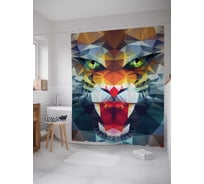 Штора (занавеска) для ванной JoyArty "Тигриные осколки" из сатена, 180х200 см с крючками, sc_38653