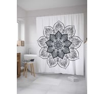 Штора (занавеска) для ванной JoyArty "Цветочная мандала" из сатена, 180х200 см с крючками, sc_35445
