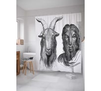 Штора (занавеска) для ванной JoyArty "Перерождение козла" из сатена, 180х200 см с крючками, sc_37209