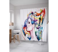 Штора (занавеска) для ванной JoyArty "Длинношеяя красотка" из сатена, 180х200 см с крючками, sc_38423