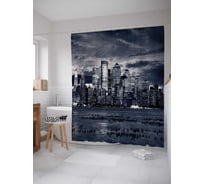 Штора (занавеска) для ванной JoyArty "Монохромный город" из сатена, 180х200 см с крючками, sc_38526