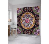 Штора (занавеска) для ванной JoyArty "Мандала в окружении орнаментов" из сатена, 180х200 см с крючками, sc_33886