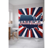 Штора (занавеска) для ванной JoyArty "Карта США поп-арт" из сатена, 180х200 см с крючками, sc_38056