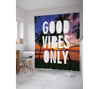 Штора (занавеска) для ванной JoyArty "Только хорошие флюиды" из сатена, 180х200 см с крючками, sc_5076