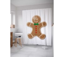 Штора (занавеска) для ванной JoyArty "Веселый человечек" из сатена, 180х200 см с крючками, sc_38350