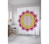 Штора (занавеска) для ванной JoyArty "Лотос тысячи лепестков" из сатена, 180х200 см с крючками, sc_35467