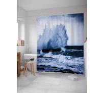 Штора (занавеска) для ванной JoyArty "Шторм в океане" из сатена, 180х200 см с крючками, sc_36946