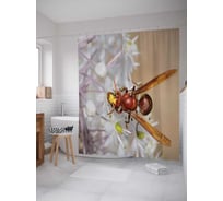 Штора (занавеска) для ванной JoyArty "Летучее насекомое" из сатена, 180х200 см с крючками, sc_4159
