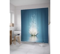 Штора (занавеска) для ванной JoyArty "Пробуждение лотоса" из сатена, 180х200 см с крючками, sc_35489