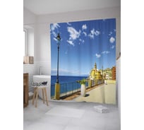 Штора (занавеска) для ванной JoyArty "Вдоль побережья" из сатена, 180х200 см с крючками, sc_34914