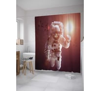 Штора (занавеска) для ванной JoyArty "Полет в космос" из сатена, 180х200 см с крючками, sc_33496