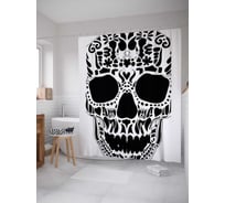 Штора (занавеска) для ванной JoyArty "Череп с узорами" из сатена, 180х200 см с крючками, sc_3829