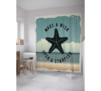 Штора (занавеска) для ванной JoyArty "Загадать желание на морскую звезду" из сатена, 180х200 см с крючками, sc_35886