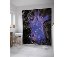 Штора (занавеска) для ванной JoyArty "Ночное небо над небоскребами" из сатена, 180х200 см с крючками, sc_35603