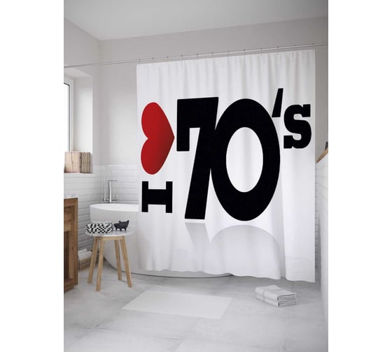 Штора (занавеска) для ванной JoyArty "Любовь к цифрам" из сатена, 180х200 см с крючками, sc_33647 1