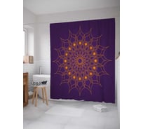 Штора (занавеска) для ванной JoyArty "Тонкий ажур мандалы" из сатена, 180х200 см с крючками, sc_36873